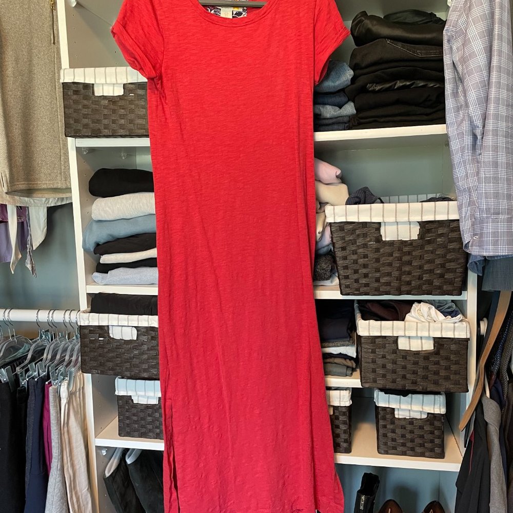 Red cotton short sleeved maxi dress, C&C California, Size S - Picture 2 of 2